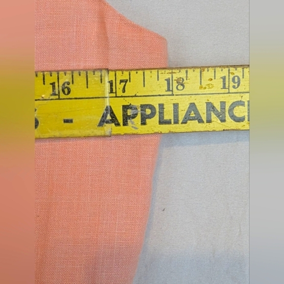 J Crew Suiting Size 8 Capped Sleeve Mid Length Peach Dress W/ Ribbon Belt Linen - Picture 9 of 10